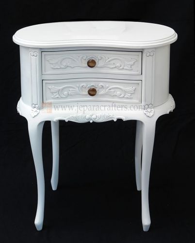 Oval Nightstand 2 Drawer Carved FS-NSB004